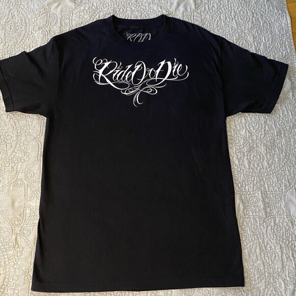 Ride or Die Mens Graphic T-Shirt XL Sick Motorcycle And Woman On Bike Design - Picture 3 of 6